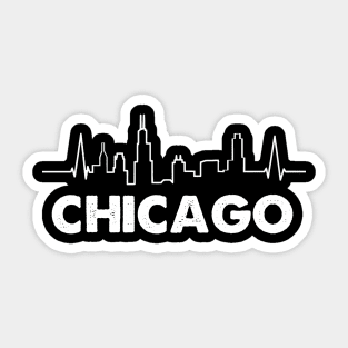 Chicago Illinois City Heartbeat Skyline Sticker